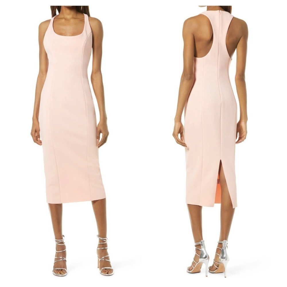 MISHA Pale Pink Sleeveless Sheath Midi Dress, size 14